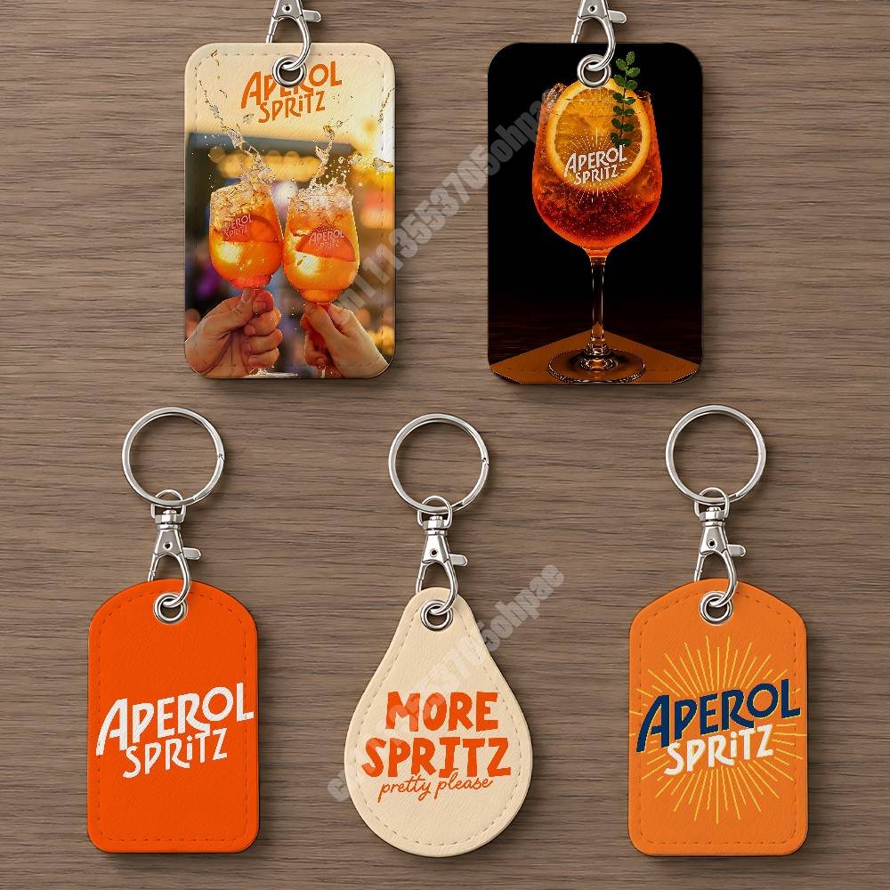 Phone Accessories Charms - Turuncu Prosecco A-Aperol S-Spritz Deri Anahtarlık